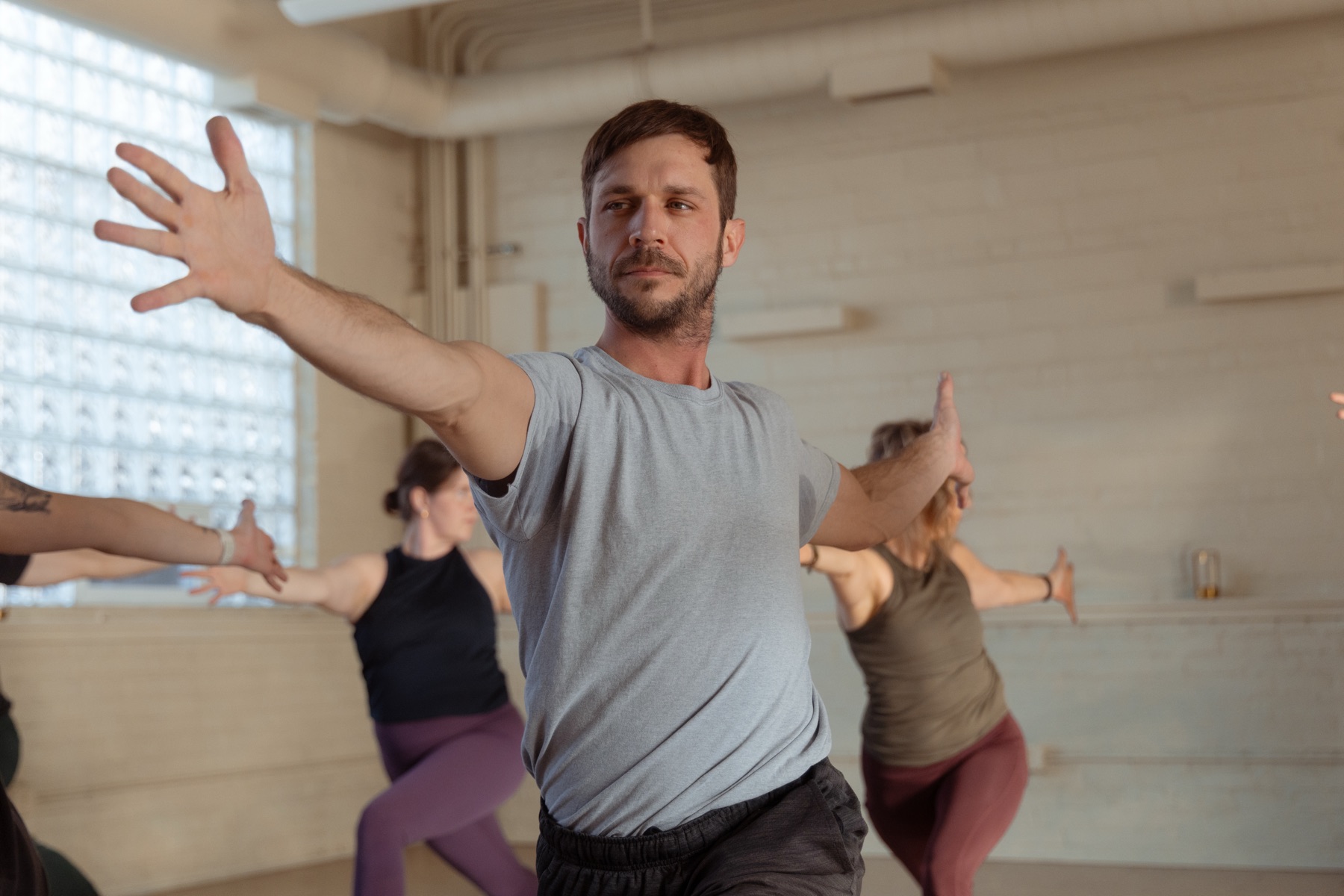 Yoga practice in the studio