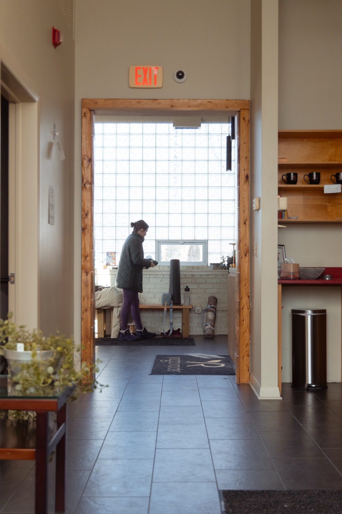 Looking through the studio entrance